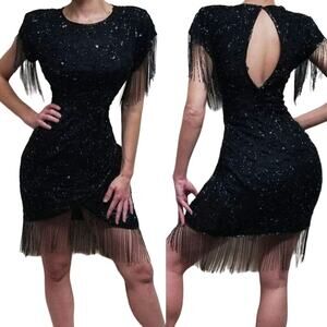 100% Silk Black Formal Gown Dress